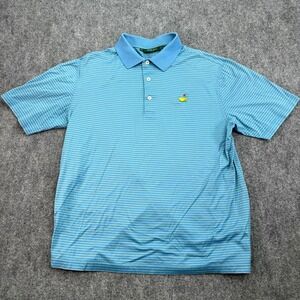 Bobby Jones Masters Augusta Nationals Polo Shirt Mens Medium Blue Stripe Cotton
